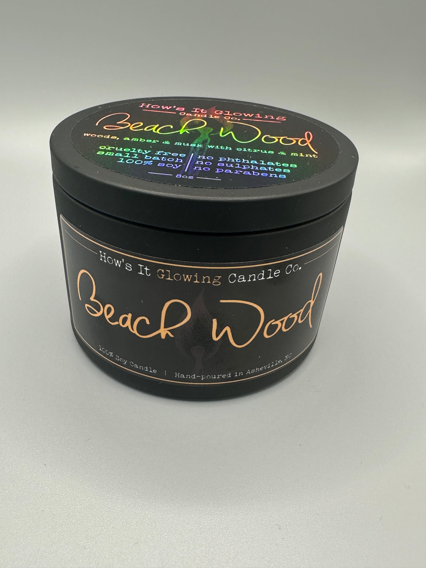 8 oz 100% Soy Candle - Beach Wood Scent