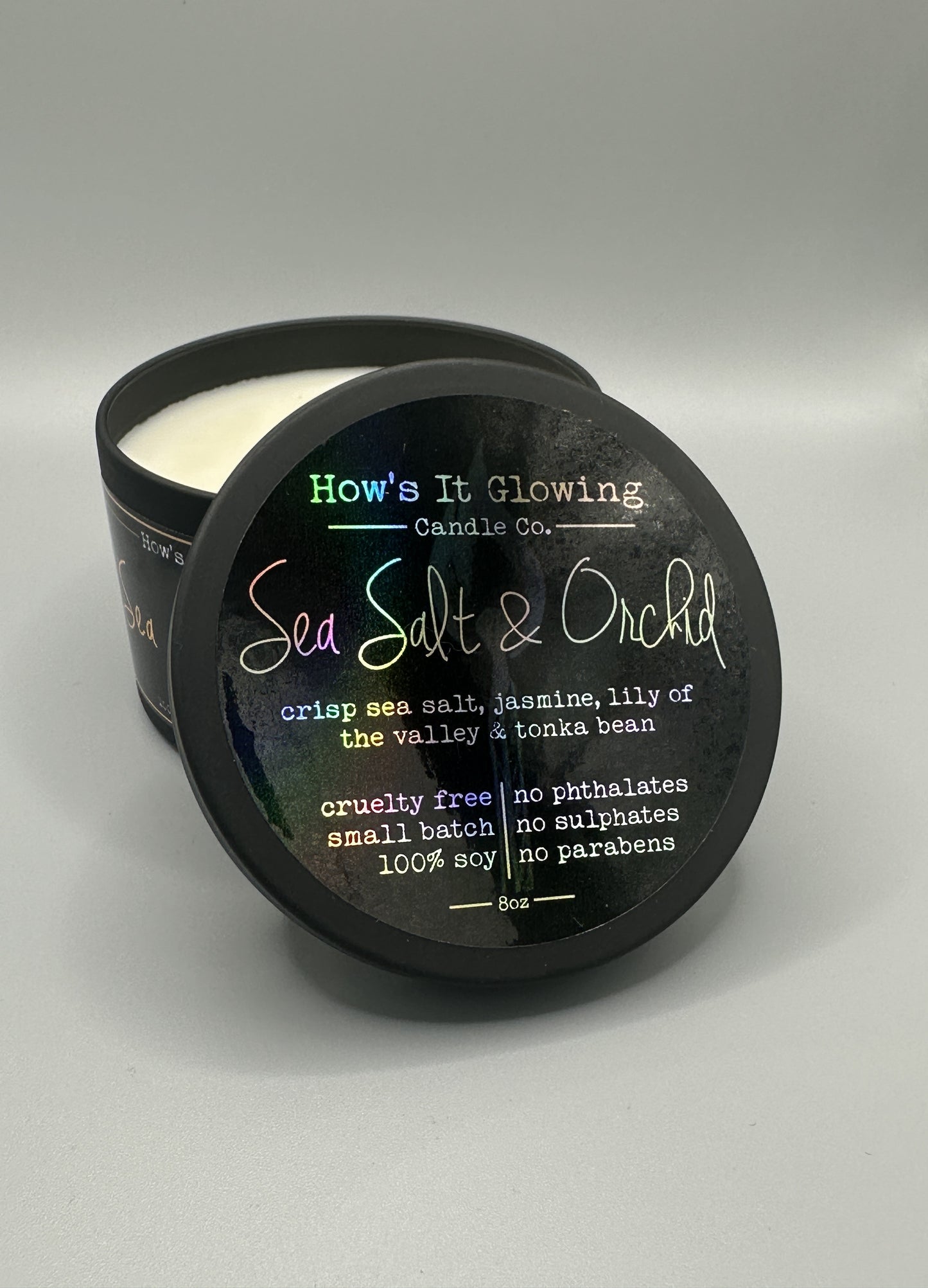 8 oz 100% Soy Candle - Sea Salt & Orchid